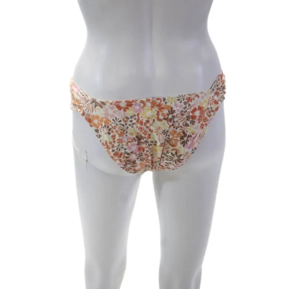 Mink Pink Womens Stretch Floral Print Bikini Bottoms Orange Size S